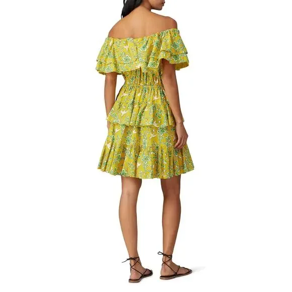 RHODE Dotty Dress in Yellow Floral Ruffles‎ Size Small - Picture 3 of 9